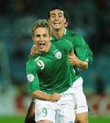 8 September 2007; Kevin Doyle, Republic of Ireland, and team-mate Stephen Kelly, right, celebrate after Doyle scored the second goal. 2008 European Championship Qualifier, Slovakia v Republic of Ireland, Slovan Stadion, Tehelné Pole, Bratislava, Slovakia. Picture credit; David Maher / SPORTSFILE