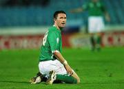 8 September 2007;  A dejected Republic of Ireland captain Robbie Keane at the end of the game. 2008 European Championship Qualifier, Slovakia v Republic of Ireland, Slovan Stadion, Tehelné Pole, Bratislava, Slovakia. Picture credit; David Maher / SPORTSFILE