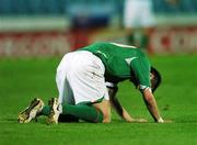 8 September 2007;  A dejected Republic of Ireland captain Robbie Keane at the end of the game. 2008 European Championship Qualifier, Slovakia v Republic of Ireland, Slovan Stadion, Tehelné Pole, Bratislava, Slovakia. Picture credit; David Maher / SPORTSFILE