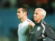 8 September 2007; A dejected Shay Given, with Republic of Ireland, physio Mick Byrne, at the end of the game. 2008 European Championship Qualifier, Slovakia v Republic of Ireland, Slovan Stadion, Tehelné Pole, Bratislava, Slovakia. Picture credit; David Maher / SPORTSFILE