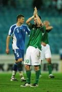 8 September 2007; A dejected Republic of Ireland captain Robbie Keane applauds the supporters at the end of the game. 2008 European Championship Qualifier, Slovakia v Republic of Ireland, Slovan Stadion, Tehelné Pole, Bratislava, Slovakia. Picture credit; David Maher / SPORTSFILE