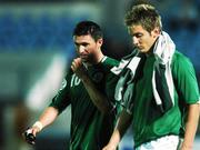 8 September 2007; A dejected  Republic of Ireland captain Robbie Keane, left, and Kevin Doyle at the end of the game. 2008 European Championship Qualifier, Slovakia v Republic of Ireland, Slovan Stadion, Tehelné Pole, Bratislava, Slovakia. Picture credit; David Maher / SPORTSFILE