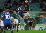 8 September 2007; Richard Dunne, Republic of Ireland, in action against Filip Sebo, Slovakia. 2008 European Championship Qualifier, Slovakia v Republic of Ireland, Slovan Stadion, Tehelné Pole, Bratislava, Slovakia. Picture credit; David Maher / SPORTSFILE