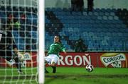 8 September 2007; John O'Shea, Republic of Ireland, watches his shot go wide during the second half. 2008 European Championship Qualifier, Slovakia v Republic of Ireland, Slovan Stadion, Tehelné Pole, Bratislava, Slovakia. Picture credit; David Maher / SPORTSFILE