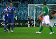 8 September 2007; A dejected Shay Given, Republic of Ireland, after Marek Cech, Slovakia, scored his side's second goal during the closing stages of the game. 2008 European Championship Qualifier, Slovakia v Republic of Ireland, Slovan Stadion, Tehelné Pole, Bratislava, Slovakia. Picture credit; David Maher / SPORTSFILE