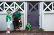 9 September 2007; 19 month old Kathleen Rose Keaney with her uncle Kevin Keaney, from Brighton, England, and Susan Quinn, from Limeick, take a refreshment break before the game. 2007 Rugby World Cup, Pool D, Ireland v Namibia, Stade Chaban Delmas, Bordeaux, France. Picture credit; Brendan Moran / SPORTSFILE