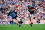 9 September 2007; Keril Wade, Galway, shoots past Peter O'Callaghan, Dublin, to score a goal. Erin All-Ireland Under 21 Hurling Championship Final, Dublin v Galway, Croke Park, Dublin. Picture credit; Daire Brennan / SPORTSFILE *** Local Caption ***