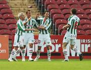 10 September 2007; Cork City's John O'Flynn, 2nd from left, celebrates after he scored his side's opening goal with team-mates, from left, Liam Kearney, Leon McSweeney and Colin Healy. eircom League of Ireland Premier Division, Cork City v  UCD, Turners Cross, Cork. Photo by Sportsfile