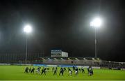 7 January 2015; The Offaly team warm up before the game. Bord na Mona O'Byrne Cup, Group A, Round 2, Dublin v Offaly, Parnell Park, Dublin. Picture credit: Pat Murphy / SPORTSFILE