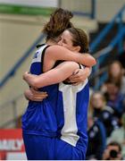 10 January 2015; Sisters Grainne, left, and Niamh Dwyer, Team Montenotte Hotel Cork, celebrate after the game. Basketball Ireland Women's National Cup, Semi-Final, Team Montenotte Hotel Cork v DCU Mercy, Neptune Stadium, Cork. Picture credit: Brendan Moran / SPORTSFILE