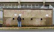 11 January 2015; Tommy McCabe, groundsman St Tiernach's Park, putting signs up at the turnstiles before the game. Bank of Ireland Dr McKenna Cup, Group A, Round 2, Monaghan v Down, St Tiernach's Park, Clones, Co. Monaghan. Picture credit: Oliver McVeigh / SPORTSFILE