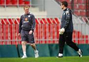 11 September 2007; Republic of Ireland manager Steve Staunton with Shay Given during squad training. Sparta Prague Stadium, Prague, Czech Republic. Picture Credit: David Maher / SPORTSFILE