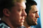 11 September 2007; Republic of Ireland captain Robbie Keane with manager Steve Staunton at a press conference ahead of the 2008 European Championship Qualifier game against Czech Republic. Sparta Prague Stadium, Prague, Czech Republic. Picture credit: David Maher / SPORTSFILE