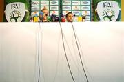 11 September 2007; Republic of Ireland manager Steve Staunton with captain Robbie Keane at a press conference ahead of the 2008 European Championship Qualifier game against Czech Republic. Sparta Prague Stadium, Prague, Czech Republic. Picture credit: David Maher / SPORTSFILE