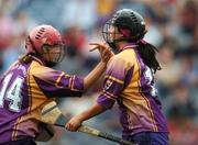 9 September 2007; Wexford's Una Leacy, right, celebrates with team-mate Michelle Hearne, after scoring her side's second goal. Gala All-Ireland Senior Camogie Final, Cork v Wexford, Croke Park, Dublin. Picture credit; Brian Lawless / SPORTSFILE