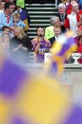 9 September 2007; Wexford captain Mary Leacy makes a speach after victory over Cork. Gala All-Ireland Senior Camogie Final, Cork v Wexford, Croke Park, Dublin. Picture credit; Brian Lawless / SPORTSFILE