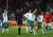 12 September 2007; Stephen Hunt, Republic of Ireland, is sent off by referee Kyros Vassaras. 2008 European Championship Qualifier, Czech Republic v Republic of Ireland, Sparta Prague Stadium, Prague, Czech Republic. Picture Credit: David Maher / SPORTSFILE