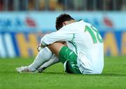 12 September 2007; A dejected Shane Long, Republic of Ireland, at the end of the game. 2008 European Championship Qualifier, Czech Republic v Republic of Ireland, Sparta Prague Stadium, Prague, Czech Republic. Picture Credit: David Maher / SPORTSFILE *** Local Caption ***