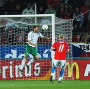 12 September 2007; Stephen Kelly, Republic of Ireland, clears from his goal line during the closing stages of the game. 2008 European Championship Qualifier, Czech Republic v Republic of Ireland, Sparta Prague Stadium, Prague, Czech Republic. Picture Credit: David Maher / SPORTSFILE