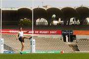 14 September 2007; Out half Ronan O'Gara practices his kicking during the Ireland squad captain's run ahead of their Pool D game with Georgia. Ireland Rugby Captain's Run, 2007 Rugby World Cup, Pool D, Stade Chaban Delmas, Bordeaux, France. Picture credit: Brendan Moran / SPORTSFILE