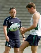 14 September 2007; Out half Ronan O'Gara with kicking coach Mark Tainton during the Ireland squad captain's run ahead of their Pool D game with Georgia. Ireland Rugby Captain's Run, 2007 Rugby World Cup, Pool D, Stade Chaban Delmas, Bordeaux, France. Picture credit: Brendan Moran / SPORTSFILE *** Local Caption ***
