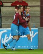 14 September 2007; Drogheda United's Guy Bates, right, celebrates his goal with team-mate Brian Shelly. eircom League of Ireland Premier Division, Drogheda United v Derry City, United Park, Drogheda, Co. Louth. Picture credit; Paul Mohan / SPORTSFILE