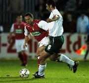14 September 2007; Stephen Fox, Bray Wanderers, in action against Gary O'Neill, St. Patrick's Athletic. eircom League of Ireland Premier Division, St. Patrick's Athletic v Bray Wanderers, Richmond Park, Inchicore, Dublin. Picture credit; David Maher / SPORTSFILE *** Local Caption ***