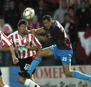 14 September 2007; Guy Bates, Drogheda United, in action against Ken Oman, Derry City. eircom League of Ireland Premier Division, Drogheda United v Derry City, United Park, Drogheda, Co. Louth. Picture credit; Paul Mohan / SPORTSFILE