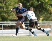 15 September 2007; Jamie Heaslip, Leinster, is tackled by Nicolas Galatro, Padova. Pre-season friendly, Leinster v Padova, UCD Bowl, Belfield, Dublin. Picture credit; Paul Mohan / SPORTSFILE