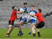 11 January 2015; Thomas Connolly, Monaghan, in action against Conor Laverty and  Brendan McArdle, Down. Bank of Ireland Dr McKenna Cup, Group A, Round 2, Monaghan v Down, St Tiernach's Park, Clones, Co. Monaghan. Picture credit: Oliver McVeigh / SPORTSFILE