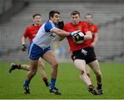 11 January 2015; Luke Howard, Down, in action against Drew Wylie, Monaghan. Bank of Ireland Dr McKenna Cup, Group A, Round 2, Monaghan v Down, St Tiernach's Park, Clones, Co. Monaghan. Picture credit: Oliver McVeigh / SPORTSFILE