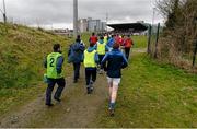 11 January 2015; The Laois squad make their way from the training pitch for the start of the game. Bord na Mona O'Byrne Cup, Group A, Round 3, Laois v Dublin, McCann Park, Portarlington, Co. Laois. Photo by Sportsfile