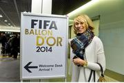 11 January 2015; Stephanie Roche arrives in Zurich ahead of the FIFA Ballon D'Or 2014 award ceremony on Monday. Zurich Airport, Switzerland. Picture credit: David Maher / SPORTSFILE