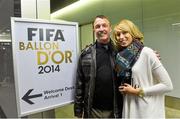 11 January 2015; Republic of Ireland International, Stephanie Roche with her father Fergus, at the arrival hall in Zurich international airport ahead of the FIFA Ballon D'Or 2014 award ceremony on Monday, Switzerland. Dublin Airport, Dublin. Picture credit: David Maher / SPORTSFILE