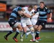 10 January 2015; Sean Cronin, Cardiff Blues, is tackled by Lucas Amorosino, Leinster. Guinness PRO12, Round 13, Cardiff Blues v Leinster. BT Sport Cardiff Arms Park, Cardiff, Wales. Picture credit: Stephen McCarthy / SPORTSFILE