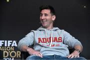 12 January 2015; FIFA Ballon d'Or nominee Lionel Messi, Barcelona and Argentina, during a press interview before the FIFA Ballon D'Or 2014 awards. FIFA Ballon D'Or 2014. Kongresshaus, Zurich, Switzerland. Picture credit: David Maher / SPORTSFILE