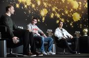 12 January 2015; FIFA Ballon d'Or nominees, from left to right, Manuel Neuer, Bayern Munich and Germany, Lionel Messi, Barcelona and Argentina, and Cristiano Ronaldo, Real Madrid and Portugal, during a press interview before the FIFA Ballon D'Or 2014 awards. FIFA Ballon D'Or 2014. Kongresshaus, Zurich, Switzerland. Picture credit: David Maher / SPORTSFILE
