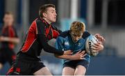 12 January 2015; Harry Clarke, Newpark Comprehensive, in action against Sam O'Connor, Wesley College. Bank of Ireland Leinster Schools Fr. Godfrey Cup, 1st Round, Wesley College v Newpark Comprehensive. Donnybrook Stadium, Donnybrook, Dublin. Picture credit: Piaras Ó Mídheach / SPORTSFILE