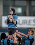 12 January 2015; David Murphy, Newpark Comprehensive, wins possession for his side in a lineout. Bank of Ireland Leinster Schools Fr. Godfrey Cup, 1st Round, Wesley College v Newpark Comprehensive. Donnybrook Stadium, Donnybrook, Dublin. Picture credit: Piaras Ó Mídheach / SPORTSFILE