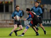 12 January 2015; Thomas West, Newpark Comprehensive, in action against Karl O'Connor, Wesley College. Wesley College v Newpark Comprehensive, Bank of Ireland Leinster Schools Fr. Godfrey Cup, 1st Round. Donnybrook Stadium, Donnybrook, Dublin. Picture credit: Piaras Ó Mídheach / SPORTSFILE