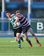 13 January 2015; Mark Gallagher, St. Gerard's School, is tackled by Conor Kavanagh, Templeogue College. Bank of Ireland Leinster Schools Vinnie Murray Cup, Quarter-Final, St. Gerard's School v Templeogue College, Donnybrook Stadium, Donnybrook, Dublin. Picture credit: Barry Cregg / SPORTSFILE