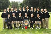 12 September 2007; The team and officials of Balbriggan Golf Club, Dublin, back row, left to right, Freddie Healy, Jimmy Tolan, John Fitzpatrick, Peter Slevin, Brian Cannon, Ian Reynolds, Jason Richardson, Paul Cox, Cian Scully, Liam Rooney, Tommy Harford and Gerald Gallen, front row, left to right, Anne Hogan, Bulmers, Dave Noone, Team Manager, Kilian Martin, President, Hugh Devlin, Captain, Anne McEvoy, Lady Captain and Darragh Callaghan, Team Captain before the Bulmers Junior Cup Semi-Finals. Bulmers Cups and Shields Finals 2007, Shandon Park Golf Club, Belfast, Co. Antrim. Picture credit: Ray McManus / SPORTSFILE