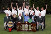 13 September 2007; The team and officials of Galway Golf Club, winners of the Bulmers Barton Shield, back row, left to right, Damien Glynn, Tom Nolan, Eddie McCormick, Damien Coyne, John Neary, Joe Lyons and David Scully, front row, left to right, Dennis McConnell, Captain, Shandon Park G.C.; Nicola McCleery, Marketing Manager, Managers; Barry Doyle, President Elect, Golfing Union of Ireland; Donal O’Sullivan, Team Captain, Galway G.C., John Whiriskey, Captain, Galway G.C., and Eugene Fayne, Chairman, Connacht Branch, Golfing Union of Ireland. Bulmers Barton Shield Final, Bulmers Cups and Shields Finals 2007, Shandon Park Golf Club, Belfast, Co. Antrim. Picture credit: Ray McManus / SPORTSFILE
