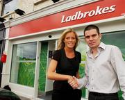 14 September 2007; Pictured at the official opening of the new Ladbrokes shop in Stillorgan, are Adele Thompson, Marketing Manager, Ladbrokes, and Bernard Dunne. Stillorgan, Dublin. Picture credit: David Maher / SPORTSFILE  *** Local Caption ***