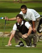 14 September 2007; Eoin O'Callaghan and Daniel Hallissey, right, Muskerry G.C., Cork, reviews their position on the 16th during the Bulmers Jimmy Bruen Shield Semi-Finals. Bulmers Cups and Shields Finals 2007, Shandon Park Golf Club, Belfast, Co. Antrim. Picture credit: Ray McManus / SPORTSFILE