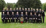 14 September 2007; The team and officials of Tullamore Golf Club, Co. Offaly, back row, left to right, Liam Hoctor, Larry Lynam, Larry Larkin, Morgan Byrne, John O’Shea, Mikey Gillespie, Eoin Slevin, Denis Guinan, Joe Morris, Kevin McEntee, Dave Hughes and Sean Kavanagh, front row, left to right, Alan Andrews, Bulmers, Eamonn Buggy, Willie O’Grady, Seamus Egan, Captain, J.J. Flanagan, President, Jo Barber, Lady Captain and Stuart Grehan, before the Bulmers Jimmy Bruen Shield Semi-Finals. Bulmers Cups and Shields Finals 2007, Shandon Park Golf Club, Belfast, Co. Antrim. Picture credit: Ray McManus / SPORTSFILE