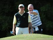 15 September 2007; Seryth Heavey, Co. Sligo Golf Club, and his caddy Padraig Heavey, right, line up a putt on the 10th green during the Bulmers Senior Cup Final. Bulmers Cups and Shields Finals 2007, Shandon Park Golf Club, Belfast, Co. Antrim. Picture credit: Ray McManus / SPORTSFILE