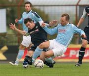 15 September 2007; Michael Gault, Linfield, in action against Gareth Scates, Ballymena United. CIS Insurance Cup, Group A, Ballymena United v Linfield, The Showgrounds, Ballymena, Co. Antrim. Picture credit; Oliver McVeigh / SPORTSFILE