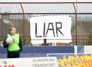 15 September 2007; Ballymena fans display their opinion of Linfield manager David Jeffrey after comments he made the last time the two teams met. CIS Insurance Cup, Group A, Ballymena United v Linfield, The Showgrounds, Ballymena, Co. Antrim. Picture credit; Oliver McVeigh / SPORTSFILE