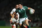 15 September 2007; David Wallace, Ireland, is tackled by Besarion Udesiani, Georgia. 2007 Rugby World Cup, Pool D, Ireland v Georgia, Stade Chaban Delmas, Bordeaux, France. Picture credit; Brendan Moran / SPORTSFILE